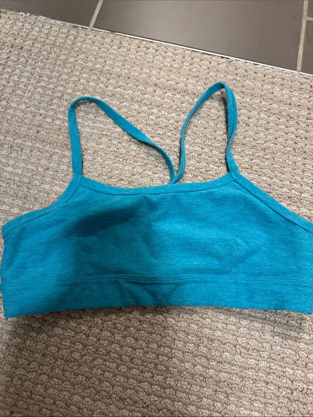 ALO Yoga Teal Seamless Slim-Strap Sports Bralette